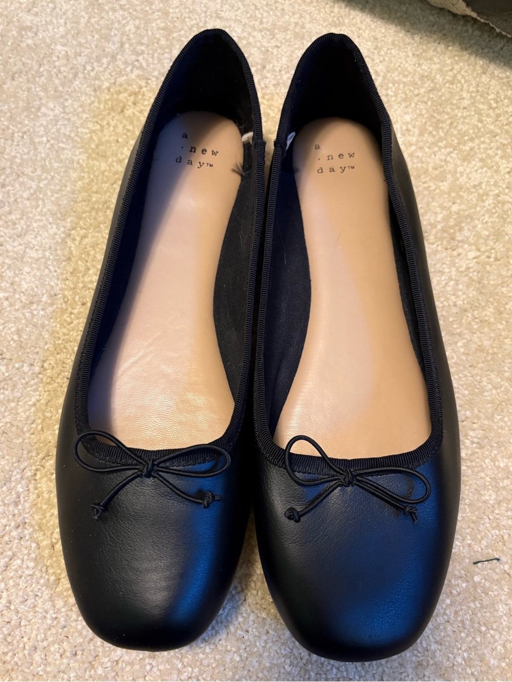 Classic Square Toe Black Ballet Flat with Bow